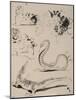 Sheet of Studies: Cat, Crocodile, Snake, Decorative-Eugene Delacroix-Mounted Giclee Print