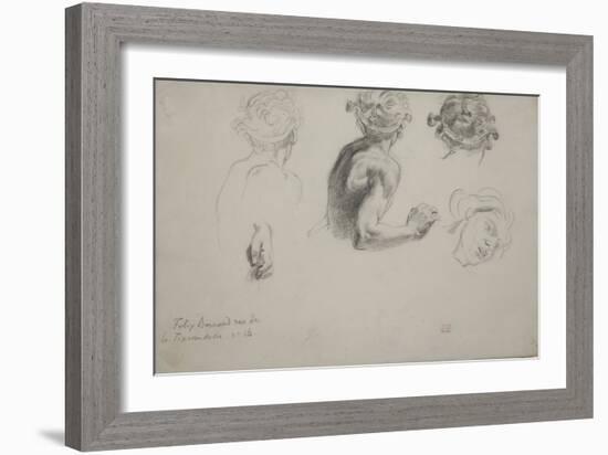 Sheet of Studies for the Justice of Trajan , C.1840 (Pencil on Paper)-Ferdinand Victor Eugene Delacroix-Framed Giclee Print