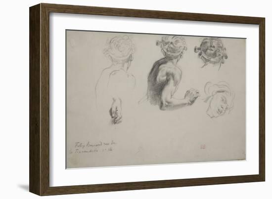 Sheet of Studies for the Justice of Trajan , C.1840 (Pencil on Paper)-Ferdinand Victor Eugene Delacroix-Framed Giclee Print