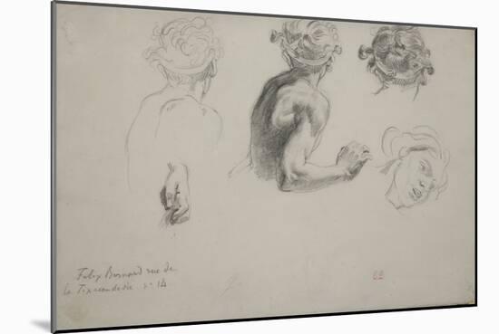 Sheet of Studies for the Justice of Trajan , C.1840 (Pencil on Paper)-Ferdinand Victor Eugene Delacroix-Mounted Giclee Print