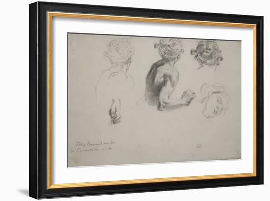 Sheet of Studies for the Justice of Trajan , C.1840 (Pencil on Paper)-Ferdinand Victor Eugene Delacroix-Framed Giclee Print