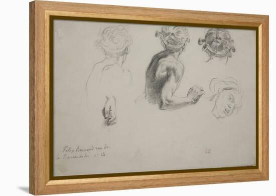 Sheet of Studies for the Justice of Trajan , C.1840 (Pencil on Paper)-Ferdinand Victor Eugene Delacroix-Framed Premier Image Canvas