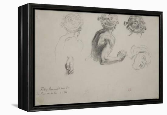 Sheet of Studies for the Justice of Trajan , C.1840 (Pencil on Paper)-Ferdinand Victor Eugene Delacroix-Framed Premier Image Canvas