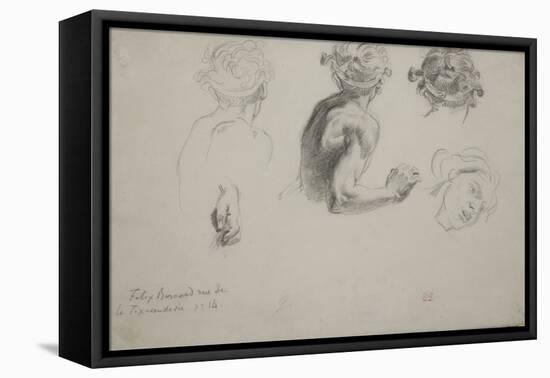 Sheet of Studies for the Justice of Trajan , C.1840 (Pencil on Paper)-Ferdinand Victor Eugene Delacroix-Framed Premier Image Canvas