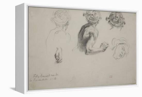 Sheet of Studies for the Justice of Trajan , C.1840 (Pencil on Paper)-Ferdinand Victor Eugene Delacroix-Framed Premier Image Canvas
