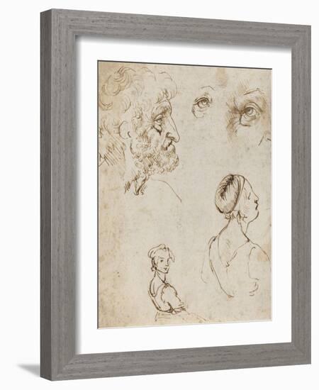 Sheet of Studies [Recto] by Leonardo Da Vinci-Leonardo Da Vinci-Framed Giclee Print