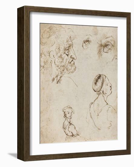 Sheet of Studies [Recto] by Leonardo Da Vinci-Leonardo Da Vinci-Framed Giclee Print