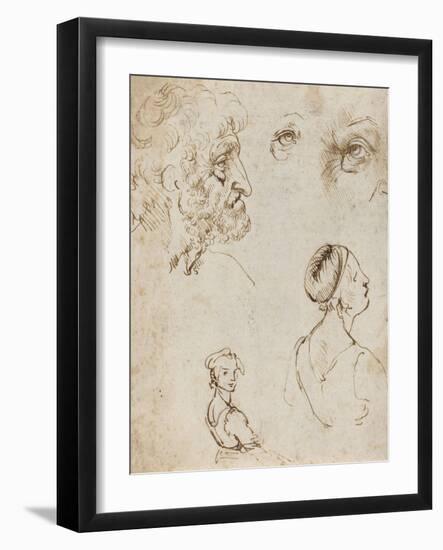 Sheet of Studies [Recto] by Leonardo Da Vinci-Leonardo Da Vinci-Framed Giclee Print