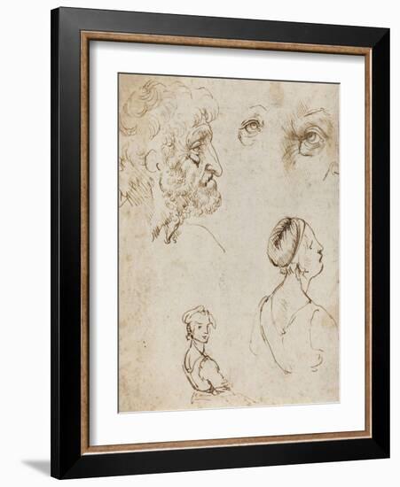 Sheet of Studies [Recto] by Leonardo Da Vinci-Leonardo Da Vinci-Framed Giclee Print