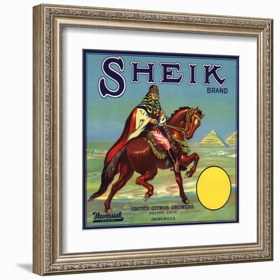 Sheik Brand - Colton, California - Citrus Crate Label-Lantern Press-Framed Art Print