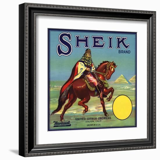 Sheik Brand - Colton, California - Citrus Crate Label-Lantern Press-Framed Art Print