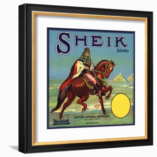 Sheik Brand - Colton, California - Citrus Crate Label-Lantern Press-Framed Art Print