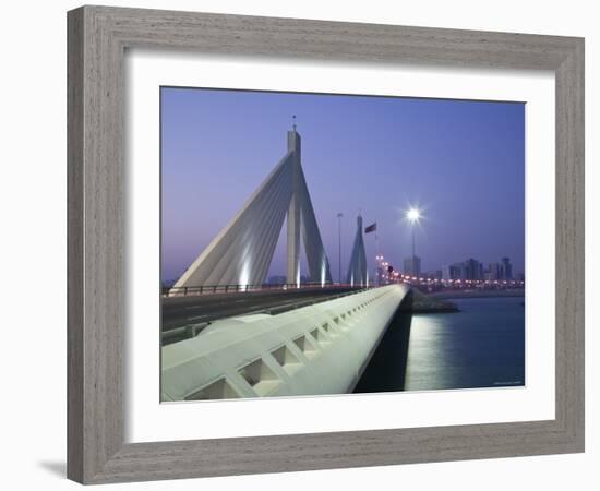 Sheikh Isa Causeway Bridge, Manama, Bahrain-Walter Bibikow-Framed Photographic Print