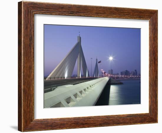 Sheikh Isa Causeway Bridge, Manama, Bahrain-Walter Bibikow-Framed Photographic Print