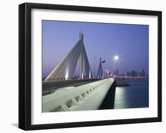 Sheikh Isa Causeway Bridge, Manama, Bahrain-Walter Bibikow-Framed Photographic Print