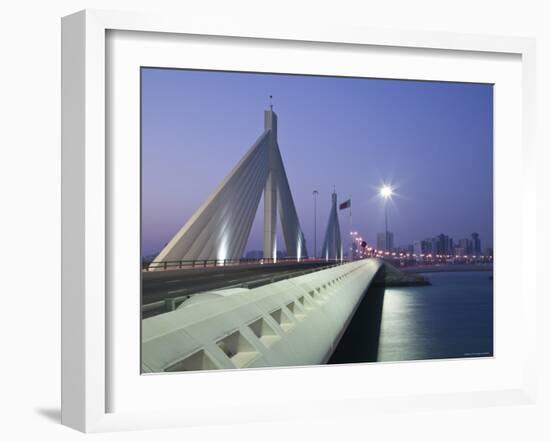 Sheikh Isa Causeway Bridge, Manama, Bahrain-Walter Bibikow-Framed Photographic Print