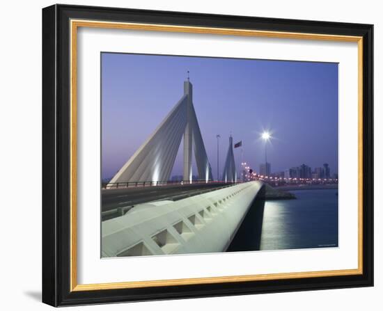 Sheikh Isa Causeway Bridge, Manama, Bahrain-Walter Bibikow-Framed Photographic Print