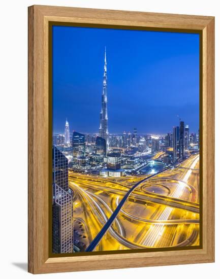 Sheikh Zayad Road and Burj Khalifa, Downtown, Dubai, United Arab Emirates-Jon Arnold-Framed Premier Image Canvas