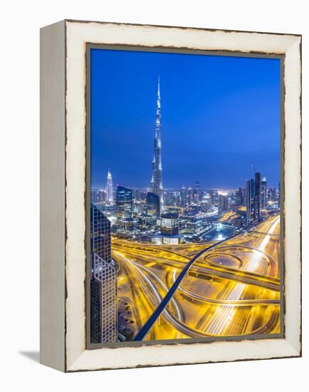 Sheikh Zayad Road and Burj Khalifa, Downtown, Dubai, United Arab Emirates-Jon Arnold-Framed Premier Image Canvas