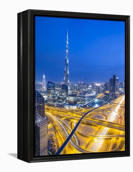 Sheikh Zayad Road and Burj Khalifa, Downtown, Dubai, United Arab Emirates-Jon Arnold-Framed Premier Image Canvas