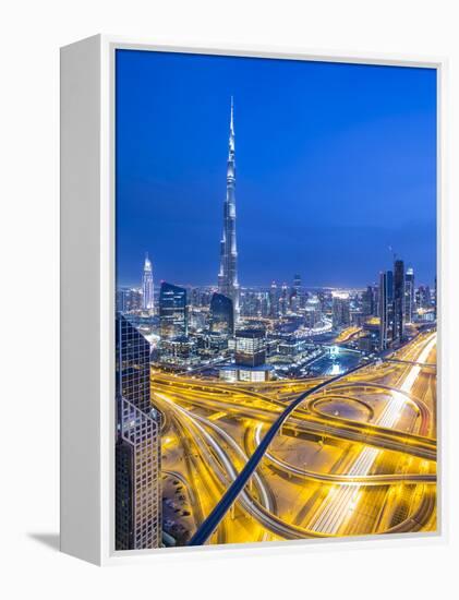 Sheikh Zayad Road and Burj Khalifa, Downtown, Dubai, United Arab Emirates-Jon Arnold-Framed Premier Image Canvas