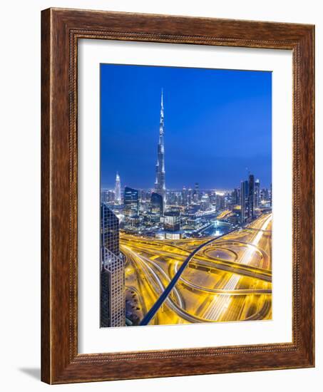 Sheikh Zayad Road and Burj Khalifa, Downtown, Dubai, United Arab Emirates-Jon Arnold-Framed Photographic Print