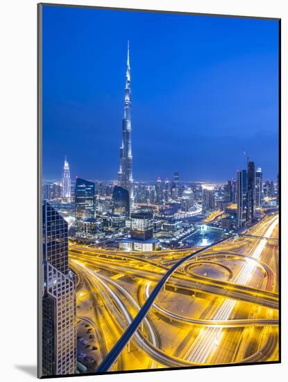 Sheikh Zayad Road and Burj Khalifa, Downtown, Dubai, United Arab Emirates-Jon Arnold-Mounted Photographic Print