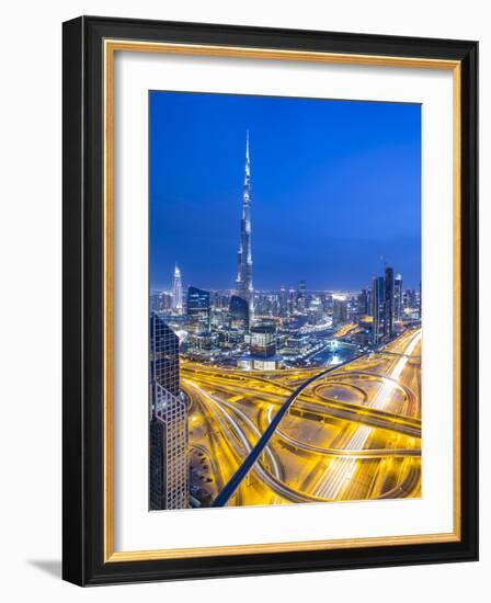 Sheikh Zayad Road and Burj Khalifa, Downtown, Dubai, United Arab Emirates-Jon Arnold-Framed Photographic Print