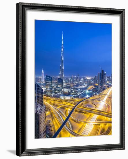 Sheikh Zayad Road and Burj Khalifa, Downtown, Dubai, United Arab Emirates-Jon Arnold-Framed Photographic Print