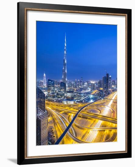 Sheikh Zayad Road and Burj Khalifa, Downtown, Dubai, United Arab Emirates-Jon Arnold-Framed Photographic Print