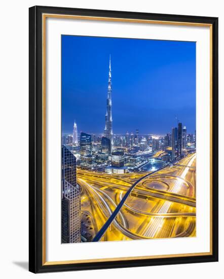 Sheikh Zayad Road and Burj Khalifa, Downtown, Dubai, United Arab Emirates-Jon Arnold-Framed Photographic Print