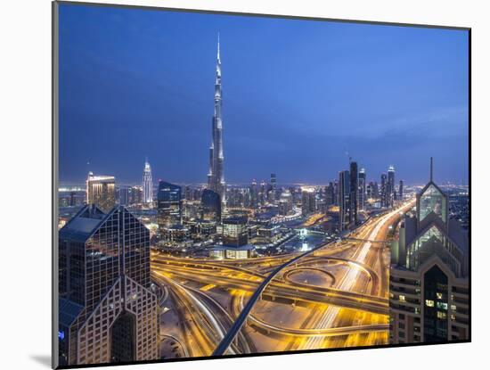 Sheikh Zayad Road and Burj Khalifa, Downtown, Dubai, United Arab Emirates-Jon Arnold-Mounted Photographic Print
