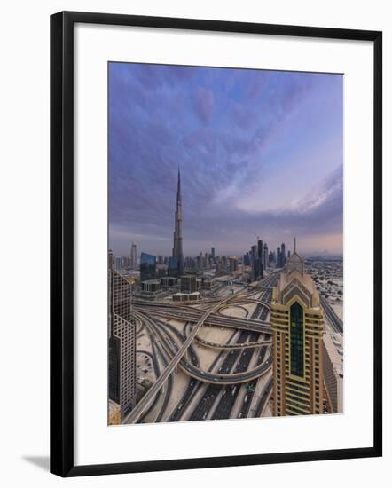 Sheikh Zayad Road and Burj Khalifa, Downtown, Dubai, United Arab Emirates-Jon Arnold-Framed Photographic Print