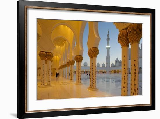 Sheikh Zayed Bin Sultan Al Nahyan Mosque at Dusk, Abu Dhabi, United Arab Emirates, Middle East-Frank Fell-Framed Photographic Print