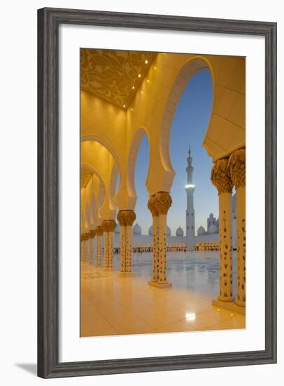 Sheikh Zayed Bin Sultan Al Nahyan Mosque at Dusk, Abu Dhabi, United Arab Emirates, Middle East-Frank Fell-Framed Photographic Print