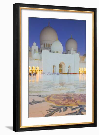 Sheikh Zayed Bin Sultan Al Nahyan Mosque at Dusk, Abu Dhabi, United Arab Emirates, Middle East-Frank Fell-Framed Photographic Print