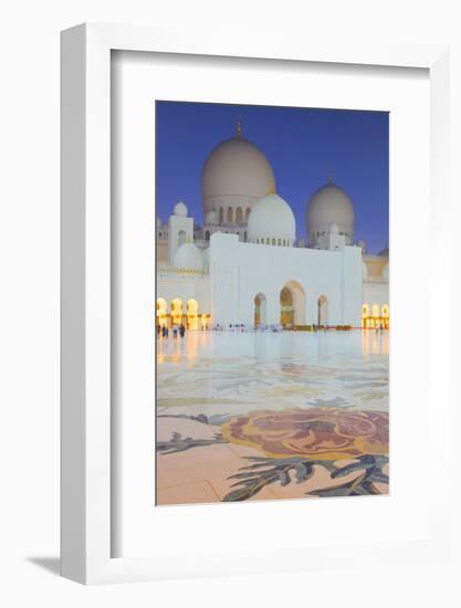 Sheikh Zayed Bin Sultan Al Nahyan Mosque at Dusk, Abu Dhabi, United Arab Emirates, Middle East-Frank Fell-Framed Photographic Print