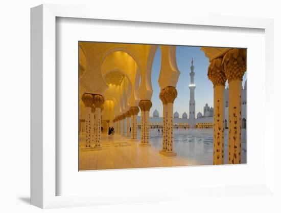 Sheikh Zayed Bin Sultan Al Nahyan Mosque at Dusk, Abu Dhabi, United Arab Emirates, Middle East-Frank Fell-Framed Photographic Print