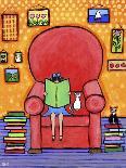 Girl Books Cats Reading Chair-Shelagh Duffett-Giclee Print