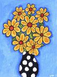 Yellow Flowers Blue Bg Polkadot Vase-Shelagh Duffett-Giclee Print