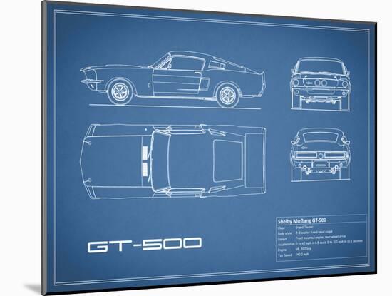 Shelby Mustang GT500-Blue-Mark Rogan-Mounted Art Print