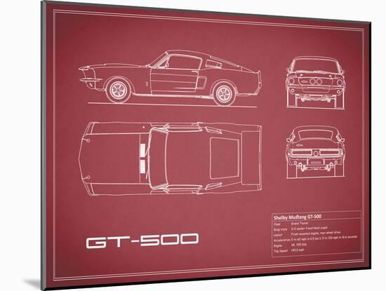 Shelby Mustang GT500-Maroon-Mark Rogan-Mounted Art Print