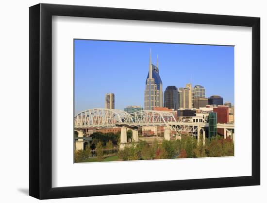 Shelby Pedestrian Bridge and Nashville Skyline, Tennessee, United States of America, North America-Richard Cummins-Framed Photographic Print