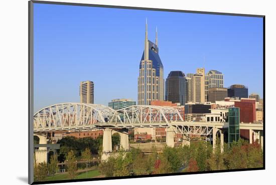 Shelby Pedestrian Bridge and Nashville Skyline, Tennessee, United States of America, North America-Richard Cummins-Mounted Photographic Print