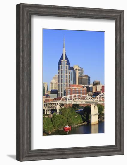 Shelby Pedestrian Bridge and Nashville Skyline, Tennessee, United States of America, North America-Richard Cummins-Framed Photographic Print