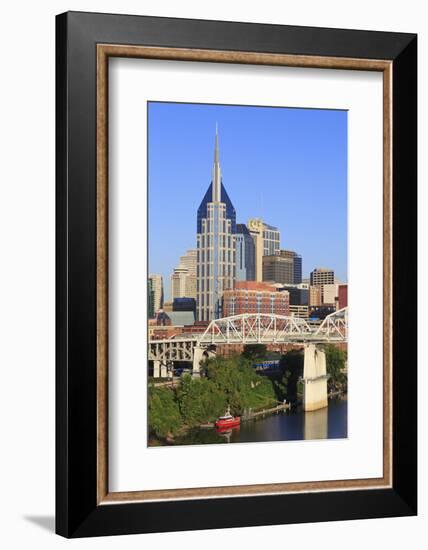 Shelby Pedestrian Bridge and Nashville Skyline, Tennessee, United States of America, North America-Richard Cummins-Framed Photographic Print