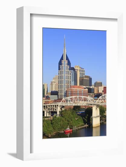 Shelby Pedestrian Bridge and Nashville Skyline, Tennessee, United States of America, North America-Richard Cummins-Framed Photographic Print