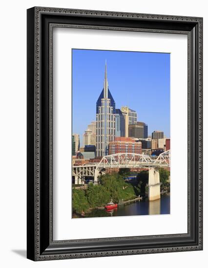 Shelby Pedestrian Bridge and Nashville Skyline, Tennessee, United States of America, North America-Richard Cummins-Framed Photographic Print