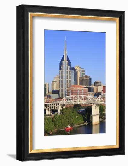 Shelby Pedestrian Bridge and Nashville Skyline, Tennessee, United States of America, North America-Richard Cummins-Framed Photographic Print