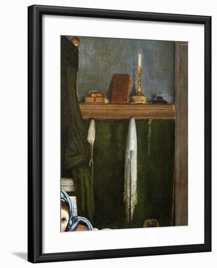 Shelf with Candelabra and Books, Detail from the Annunciation, Ca 1434-Lorenzo Lotto-Framed Giclee Print